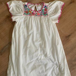 Crewcuts J Crew White Midi Dress Floral Embroidery Short Sleeves Lined Girls 10
